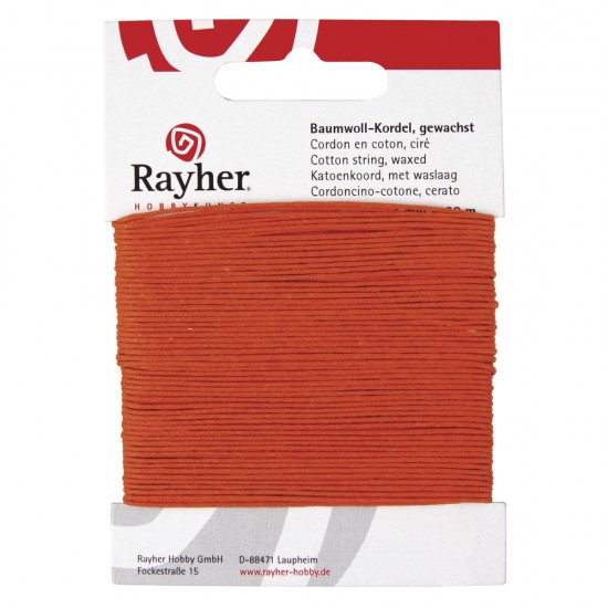 Snur orange, bumbac cerat, Rayher, 1 mm, 20 m/rola