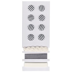 Nasturi si panglici, dungi, negru, diam.1,7cm + 3 panglici 1m,8buc/set Nasturi si panglici, dungi, negru, diam.1,7cm + 3 panglici 1m,8buc/set