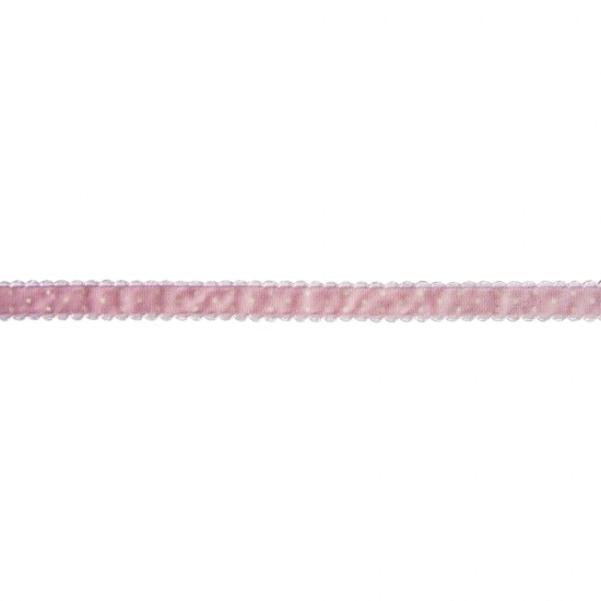Panglica roz Rayher, cu buline, 15 mm, pretul este pe metru liniar