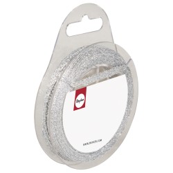 Panglica argintie cu sclipici Rayher, 6 mm,10 m/rola Panglica argintie cu sclipici Rayher, 6 mm,10 m/rola