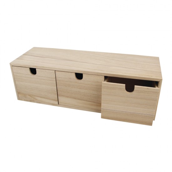 Cutie lemn natur, 37.5x11.5x11.5 cm, 3 compartimente