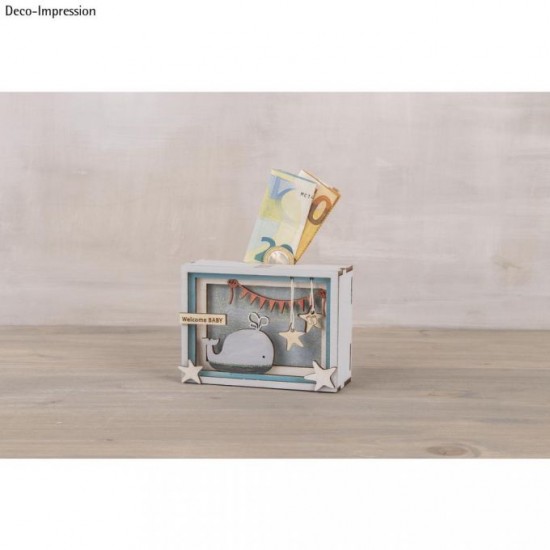 Kit creativ Pusculita-3D Welcome Baby, dimensiune 11,5x8,5x5cm culoare natur