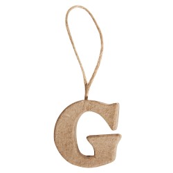 Litera G din papier mache, Rayher,  4x4x1 cm, se poate picta folosind culori acrylice si se poate agata