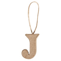 Litera J din papier mache, Rayher,  4x3x1 cm, se poate picta folosind culori acrylice si se poate agata