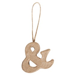 Semnul "&" din papier mache, Rayher, dimesniune 4x4,6x1 cm, se poate picta folosind culori acrylice si se poate agata