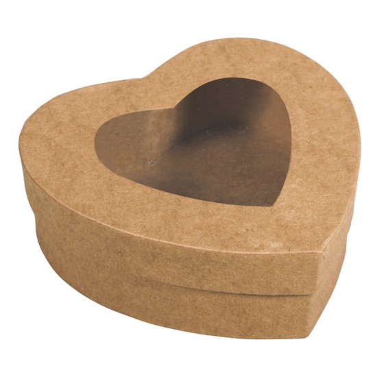 Cutie Rayher in forma de inima, din papier mache, dimensiune 12.2x11.2x4.3 cm