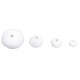 Pompoms to thread on, white, 4 sizes, 15+20+25+38mm, tab-bag 100pcs