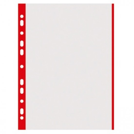 Folie protectie transparenta, cu margine color, 40 microni, 100 folii/set, DONAU - margine rosie