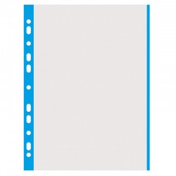 Folie protectie transparenta, cu margine color, 40 microni, 50 folii/set, DONAU - margine albastra