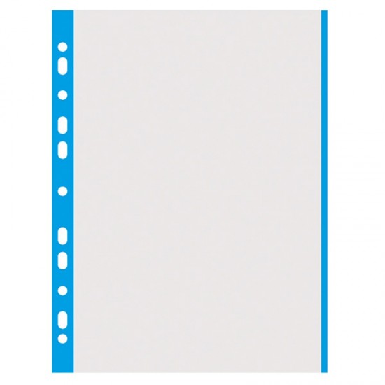 Folie protectie transparenta, cu margine color, 40 microni, 100 folii/set, DONAU - margine albastra
