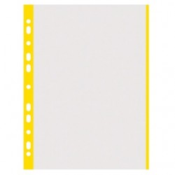 Folie protectie transparenta, cu margine color, 40 microni, 50 folii/set, DONAU - margine galbena