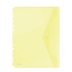 Folie protectie doc. A4 portret, inchidere cu capsa, 4/set, 200 microni, DONAU - galben transparent