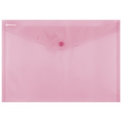 Mapa PP protectie documente A4 landscape, inchidere cu capsa, 12/set, DONAU - rosu transparent
