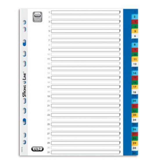 Index plastic color numeric 1-31, A4 XL, 120 microni, ELBA