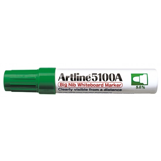 Marker pentru tabla de scris ARTLINE 5100A, corp metalic, varf rotund 5.0mm - verde