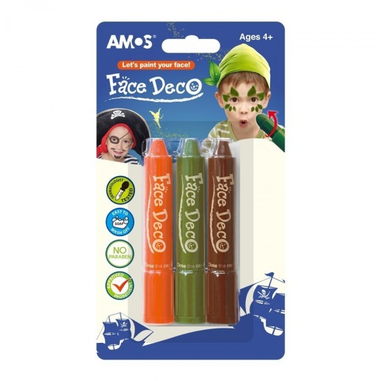 Face Deco AMOS FD5B3B Pirat - set de 3 culori: maro, kaki, portocaliu