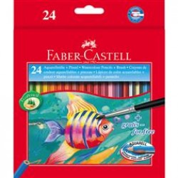 Creioane Colorate  Acuarela Faber-Castell + Pensula, 24 culori/set Creioane Colorate  Acuarela Faber-Castell + Pensula, 24 culori/set