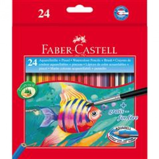 Creioane Colorate  Acuarela Faber-Castell + Pensula, 24 culori/set