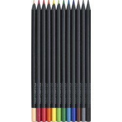 Creioane colorate 12culori, Black Edition Faber-Castell, in cutie metalica Creioane colorate 12culori, Black Edition Faber-Castell, in cutie metalica