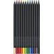 Creioane colorate 12culori, Black Edition Faber-Castell, in cutie metalica