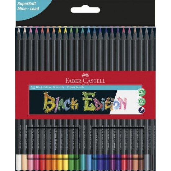 Creioane colorate 24 culori/set, Black Edition , Faber-Castell