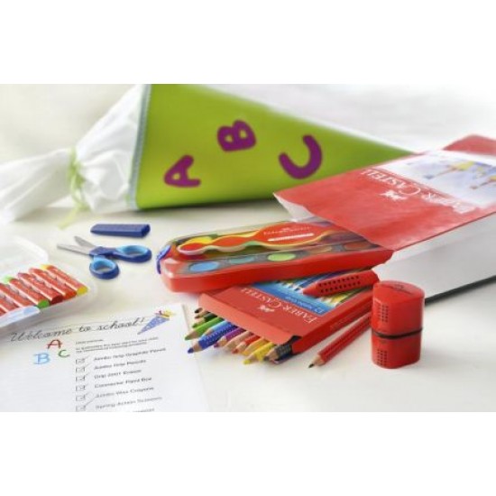 Creioane cerate Jumbo , 12 culori/set, cutie plastic, Faber-Castell