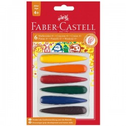 Creioane colorate cerate, 6 culori/set, forma degete Faber Castell Creioane colorate cerate, 6 culori/set, forma degete Faber Castell