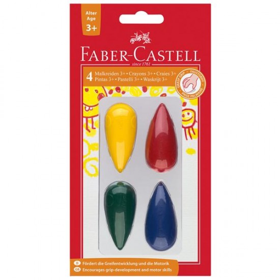 Creioane colorate cerate, 4 culori/set, forma para Faber Castell