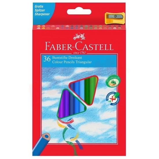 Creioane colorate 36 culori/set si o ascutitoare Faber Castell