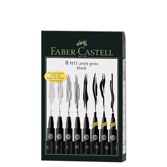 Pitt Artist Pen Set 8 Buc Negru Faber-Castell