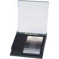 Pitt Artist Pen nuante gri, 12 culori/set , Faber- Castell, cutie plastic