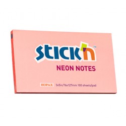 Notes autoadeziv 76 x 127 mm, 100 file, Stick"n - corai neon Notes autoadeziv 76 x 127 mm, 100 file, Stick"n - corai neon