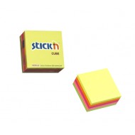 Cub notes autoadeziv 51 x 51 mm, 250 file, Stick"n - 5 culori neon