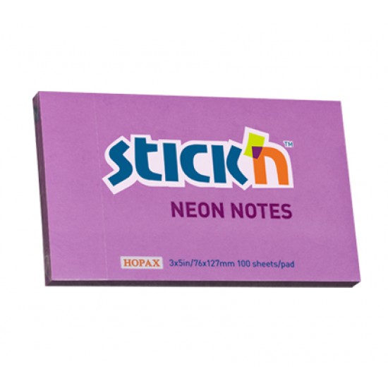 Notes autoadeziv 76 x 127 mm, 100 file, Stick"n - mov neon