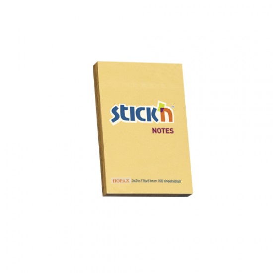 Notes autoadeziv 76 x 51 mm, 100 file, Stick"n - portocaliu pastel