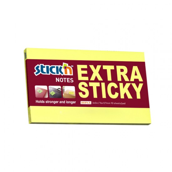 Notes autoadeziv extra-sticky 76 x 127mm, 90 file, Stick"n - galben neon Notes autoadeziv extra-sticky 76 x 127mm, 90 file, Stick"n - galben neon
