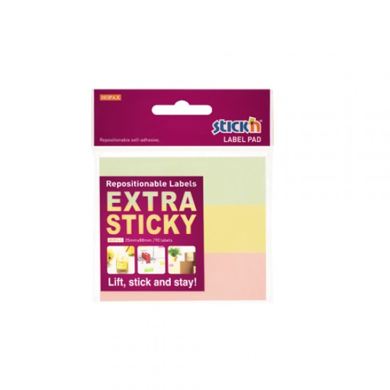 Etichete autoadezive 25 x 88 mm, 3 x 30 etichete/set Stick"n Extra sticky label - pastel asortate