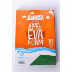 Moosgummi GLITTER cu AUTOADEZIV, A4, 2 mm, 10 bucati/set, VERDE