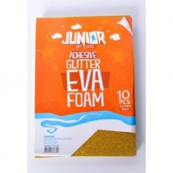 Moosgummi GLITTER cu AUTOADEZIV, A4, 2 mm, 10 bucati/set, AURIU