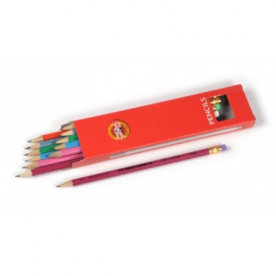 Creion grafit Koh-I-Noor Astra , cu guma, HB, DIVERSE CULORI, pretul este pe bucata