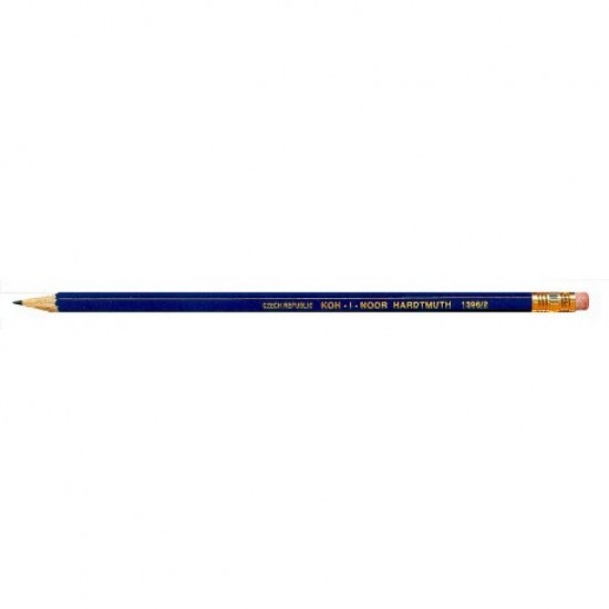 Creion grafit Koh-I-Noor, HB, cu guma, albastru