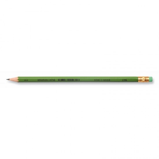 Creion grafit Koh-I-Noor, HB, cu guma, verde