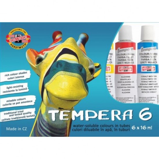 Tempera Koh-I-Noor GIRAFA, 6 culori x16ml