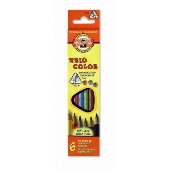 Creioane colorate Koh-I-Noor, TRIOCOLOR, 6 culori