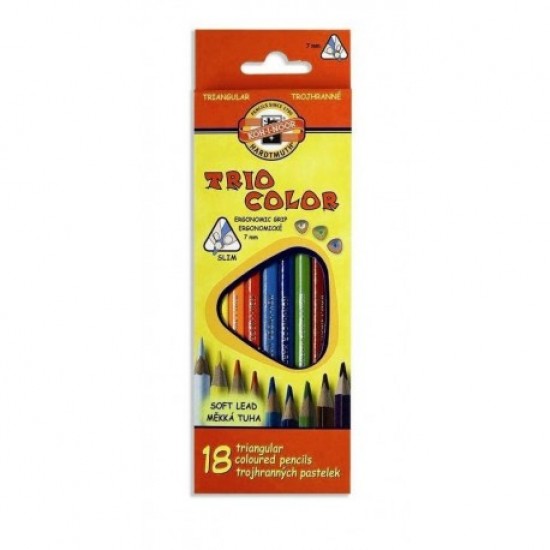 Creioane colorate Koh-I-Noor, TRIOCOLOR, 18 culori