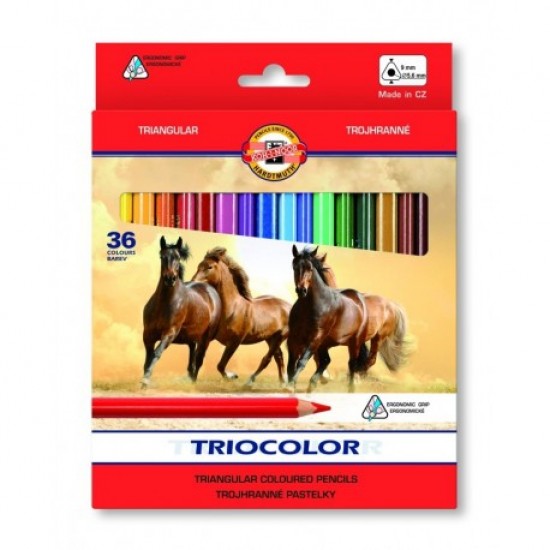 Creioane colorate Koh-I-Noor, TRIOCOLOR JUMBO, diam. 9.6 mm, 36 culori