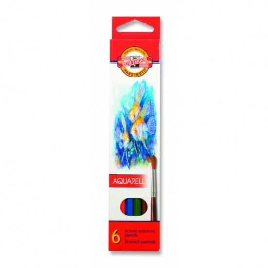 Creioane colorate Koh-I-Noor Aquarell PESTI, diametru mina 3 mm, 6 culori/set