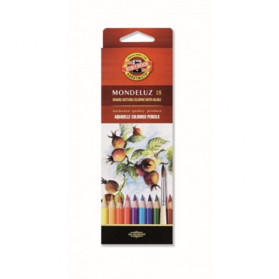 Creioane colorate Koh-I-Noor Aquarell Mondeluz FRUCTE, diametru mina 3.8 mm, 18 culori/set