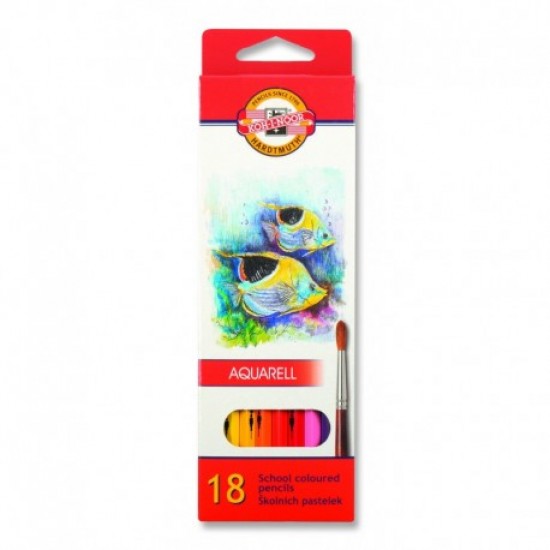Creioane colorate Koh-I-Noor Aquarell PESTI, diametru mina 3 mm, 18 culori/set