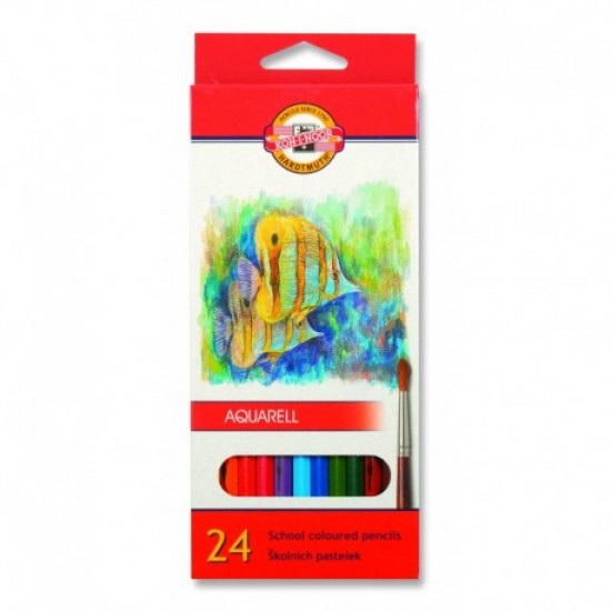 Creioane colorate Koh-I-Noor Aquarell PESTI, diametru mina 3 mm, 24 culori/set